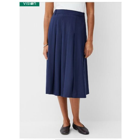 SIMONS pleated wool blend midi skirt, navy, sz 10 - Picture 2 of 9